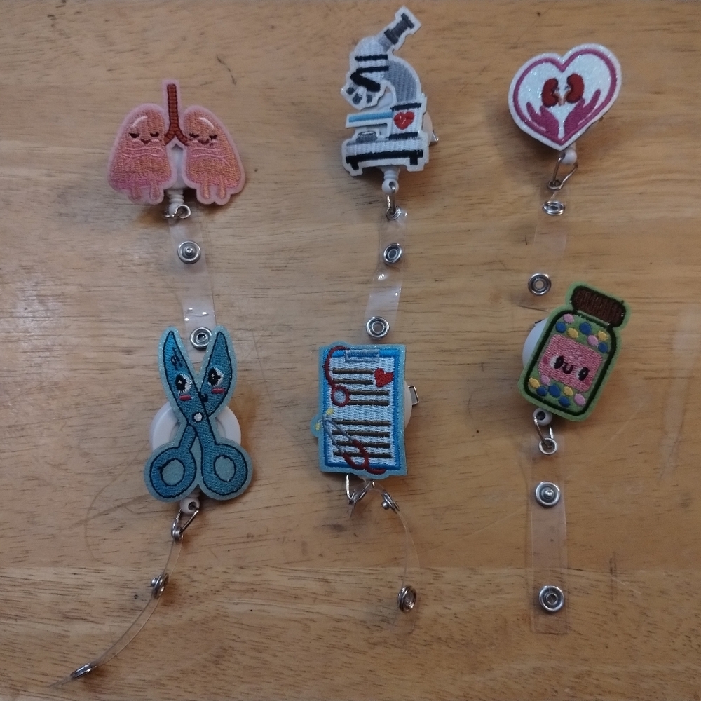 New 6pc Cute Medical-Themed Badge Reels Set Nurse Doctor Cna